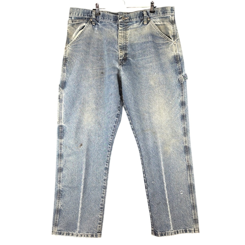 Vintage Wrangler Mens Carpenter Jeans Blue Denim Utility Work Pants 38x30 Baggy
